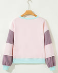 Stripe Colorblock Drop Shoulder Sweatshirt