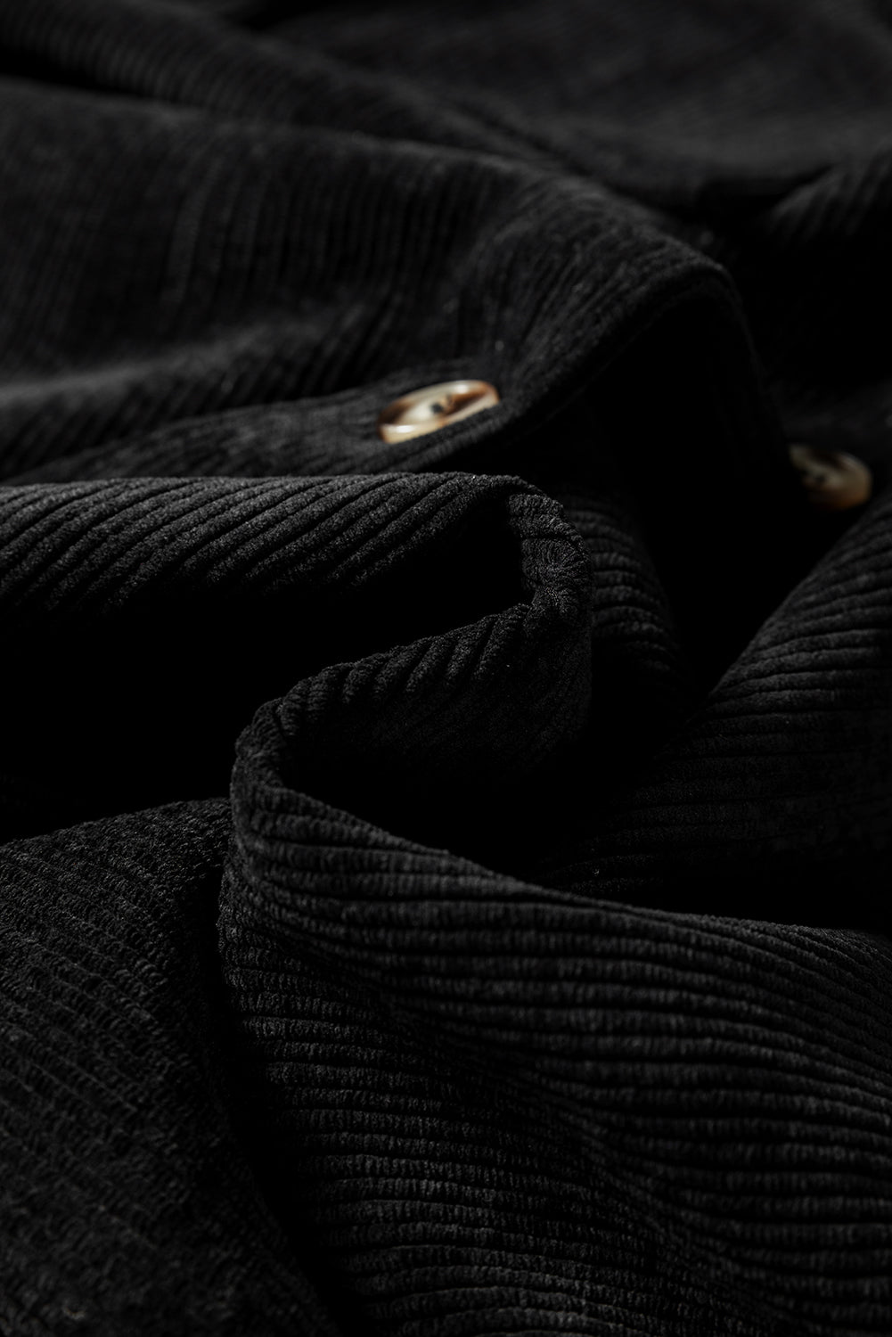 Solid Corduroy Button-Up Pocketed Shacket