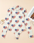 Americana Heart Mesh Long Sleeve Bodysuit