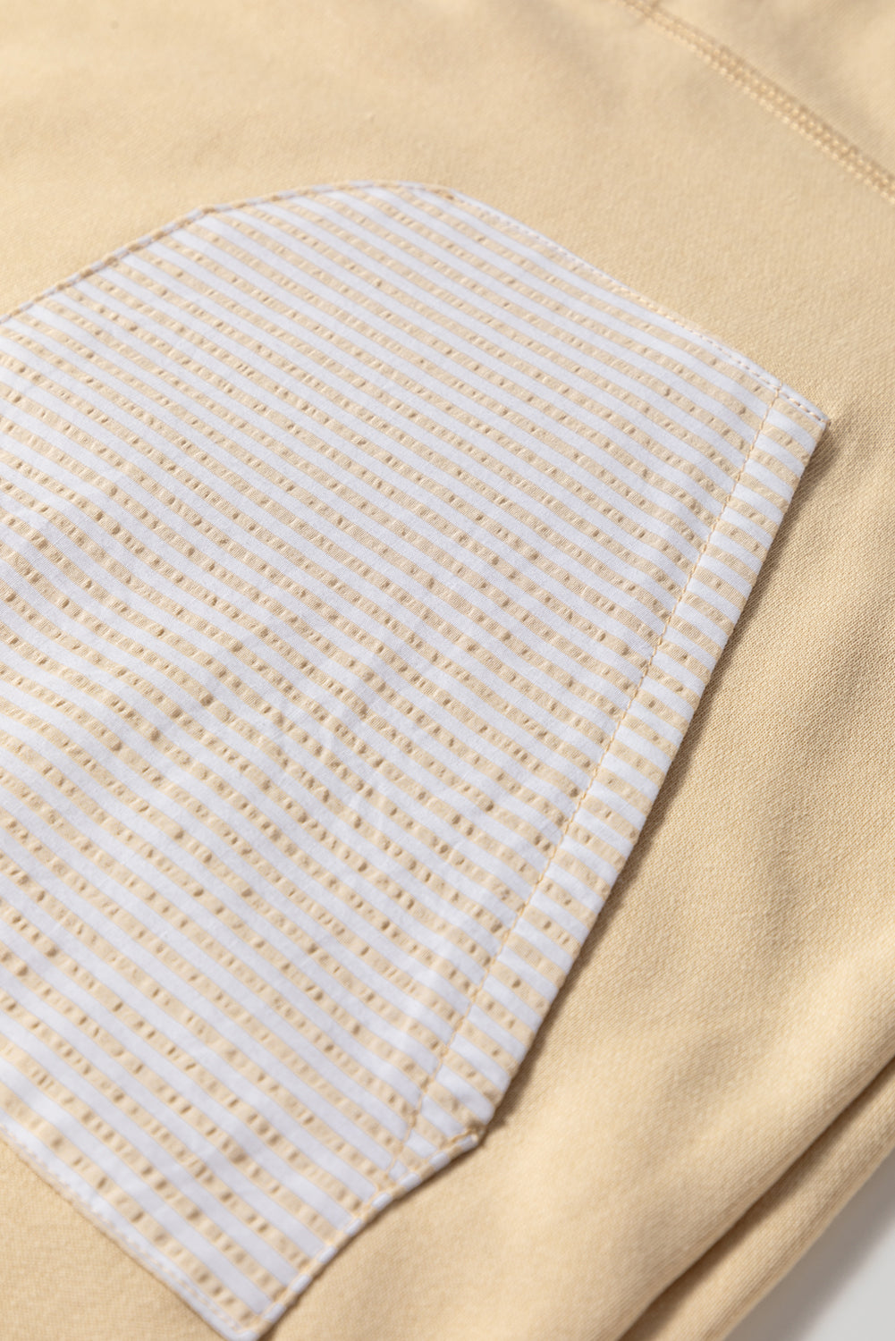 Khaki Stripe Mix Half Zip French Terry Plus Size Sweatshirt