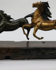 Limited Edition Two Galloping Horses Hand Painted Museum Quality Bronze Artwork