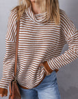 Alaia Striped Turtleneck Loose Sweater