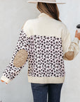 Leopard Waffle Quilted Patchwork Button Front Jacket
