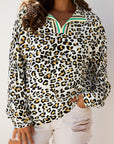 Laurel Leopard V Neck Blouse