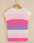 Stripe Colorblock V-Neck Sweater T-Shirt