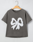 Lace Bow Raw Edge T-Shirt