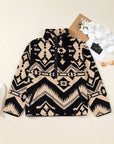 Plus Size Western Aztec Fleece Half Button Sweatshirt