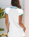 Emily Edge Cap Sleeve Collared Top 2 Piece Skirt Set