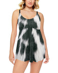 Black White Cow Hide Print Swim Dress & Shorts Set