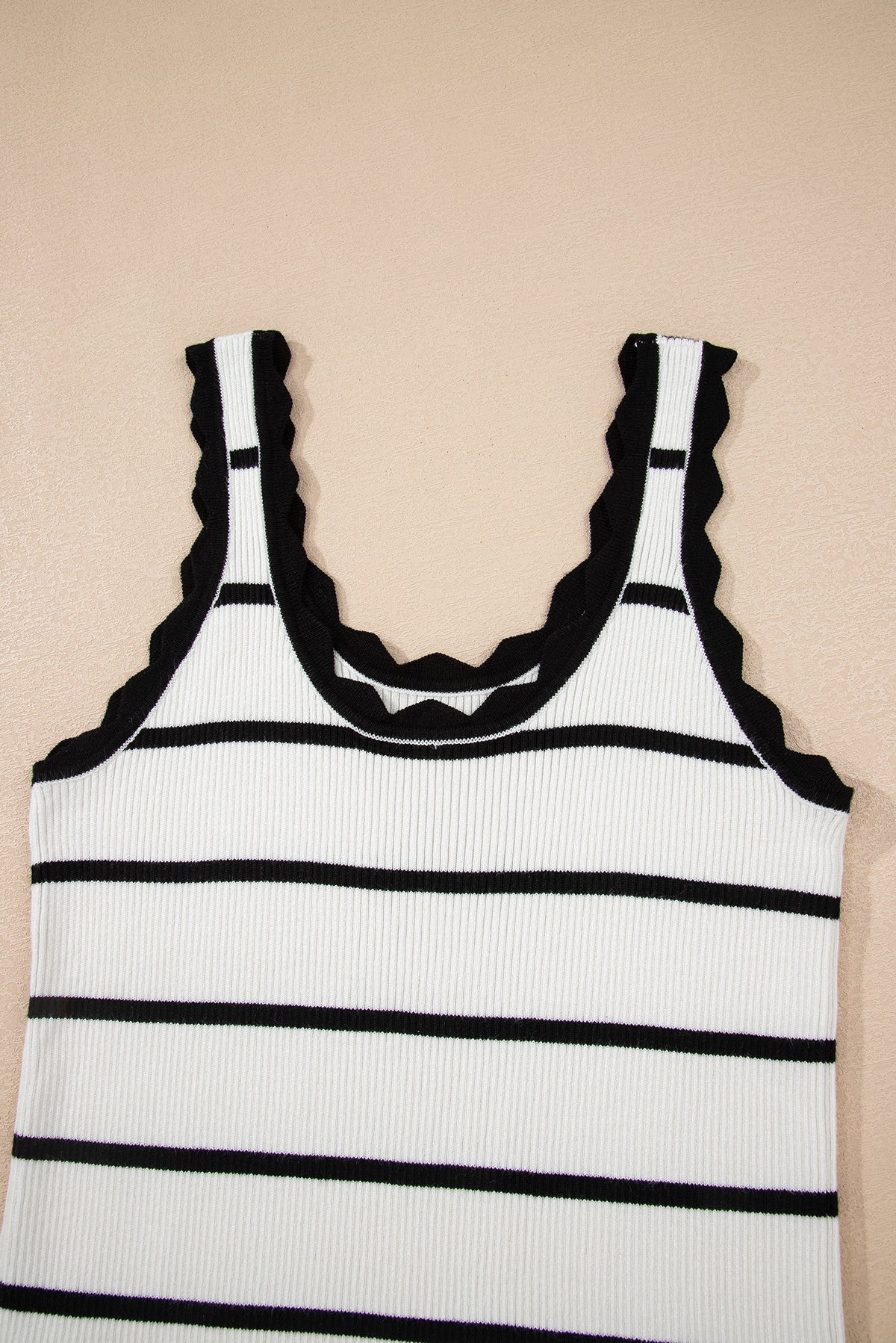 Stripe Scalloped Edge Sweater Tank