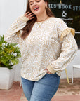 Plus Size Leopard Ruffle Long Sleeve Sweatshirt