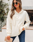 Solid Bow Long Sleeve Hoodie