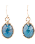 Faceted Blue Apatite Golden Drop Earrings