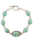 Faceted Blue Turquoise and Sterling Silver Link Bracelet