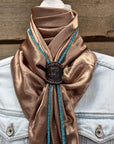 35X35" Solid Tan Wild Rag / Scarf - Leather Slide and Bolo Tie