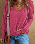Kinsely V Neck Center Seam Long Sleeve Tee