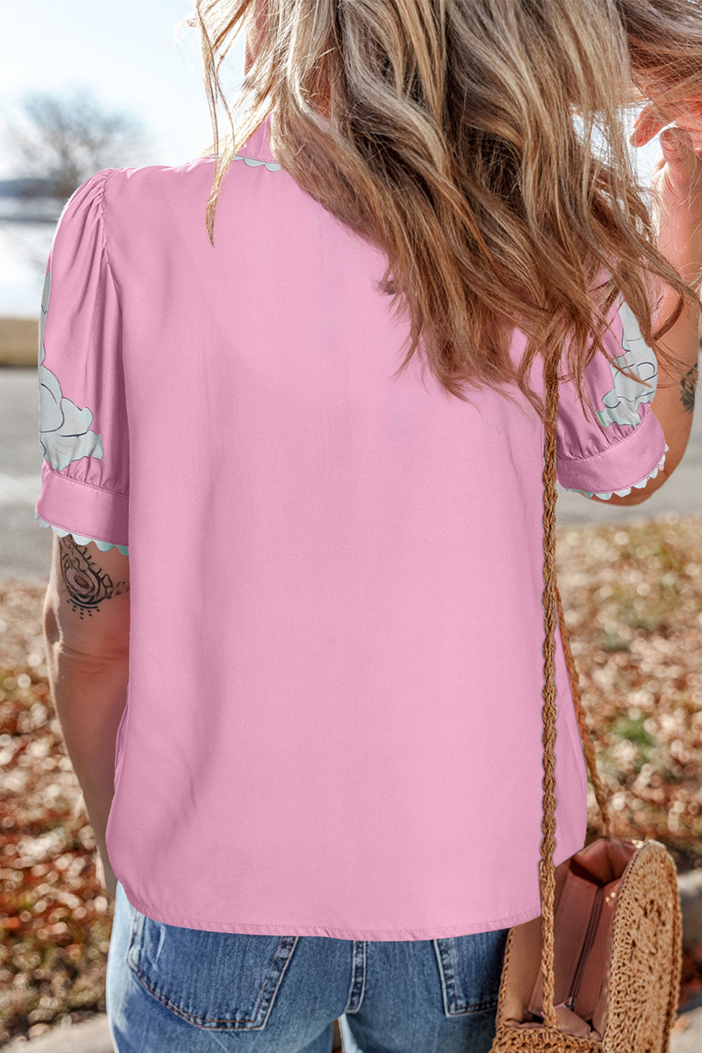 Floral Ric-Rac Puff Sleeve Shirt