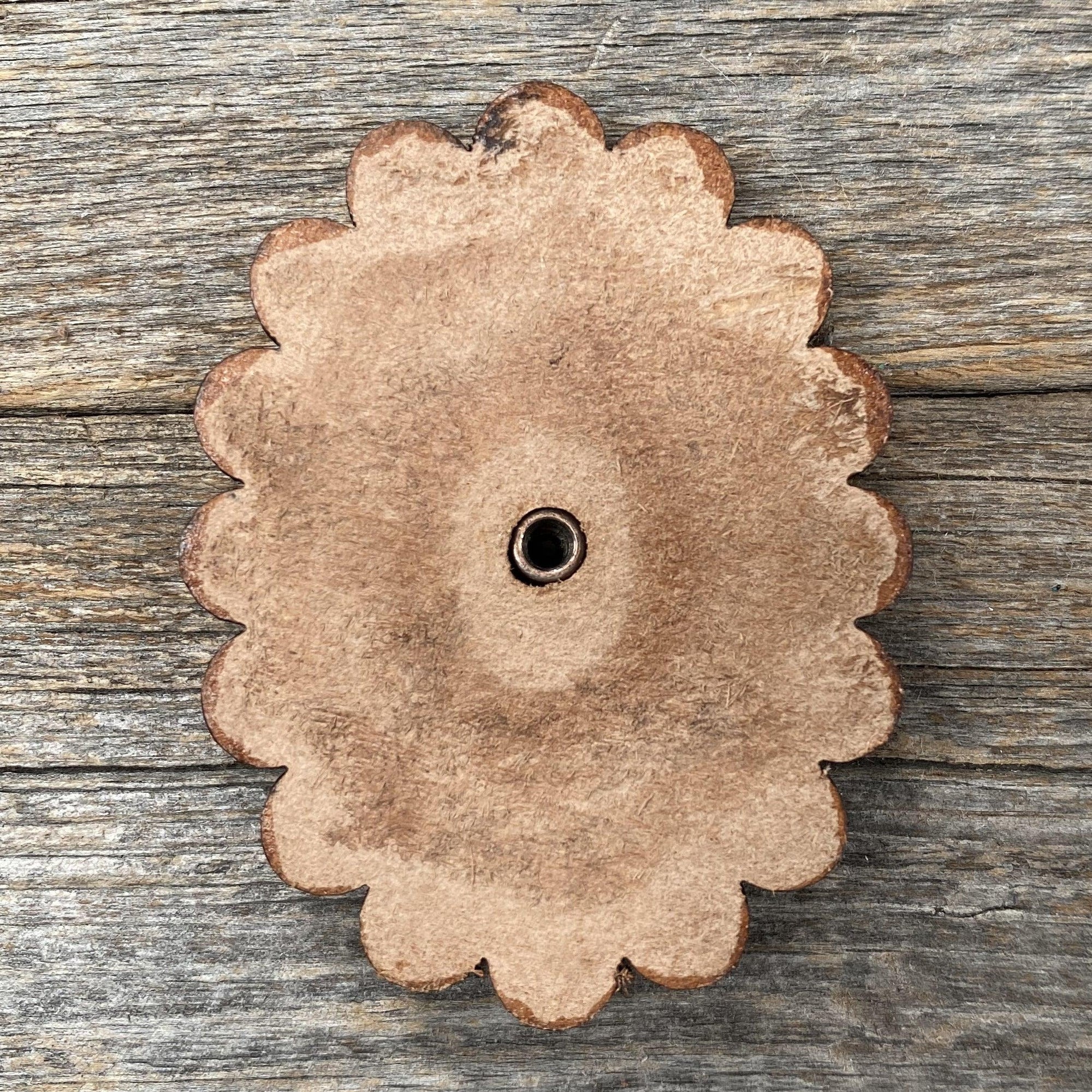 Leather Rosette with White Cabochon Western Concho R102CABWT