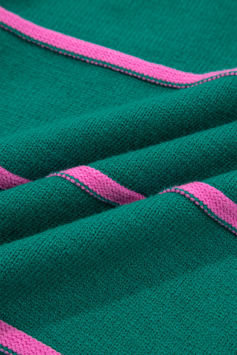 Plus Size Stripe Half Button Drop Shoulder Sweater