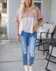Legacy Waffle Floral Exposed Seam Top