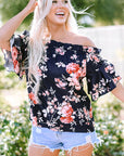 Savanna Ruffle Off Shoulder Flounce Sleeve Blouse