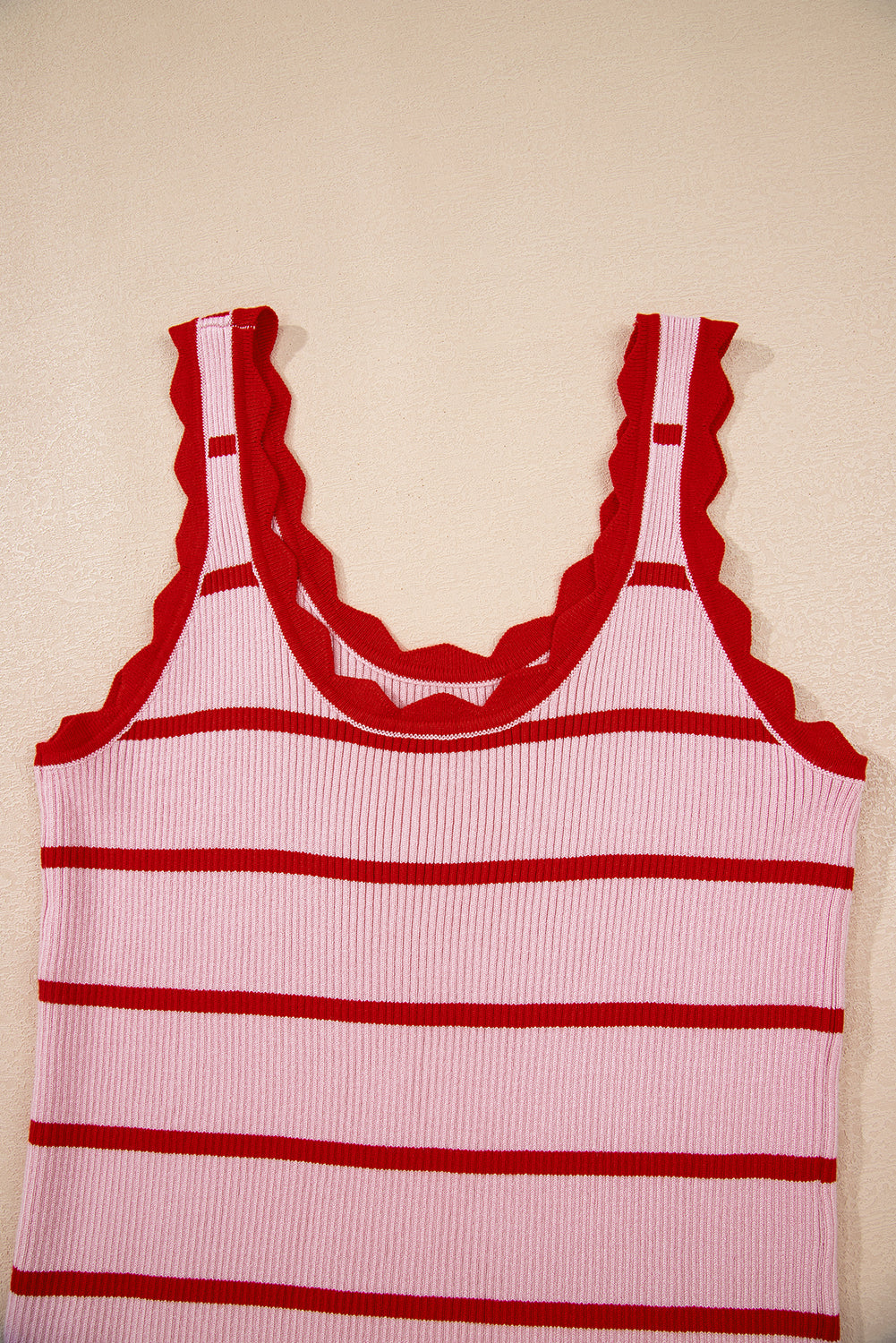Stripe Scalloped Edge Sweater Tank