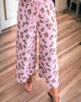 Leopard Drawstring High Waist Pocketed Pants