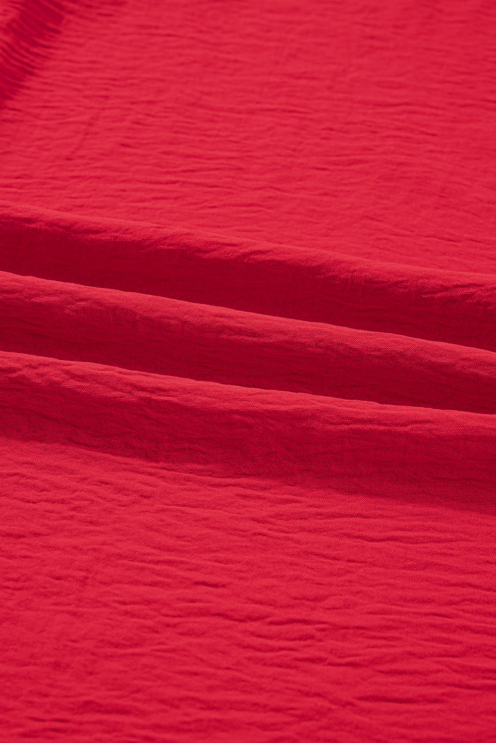 Plus Size Solid Collared V-Neck Smocked 3/4 Sleeve Top