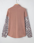 Western Leopard Corded Knit Patchwork Shacket