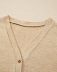 Solid Open-Front Buttoned Cardigan
