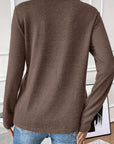 Solid Reverse Seam Crew Neck Long Sleeve Top