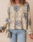 Harper Eyelet Drop Shoulder Sweater