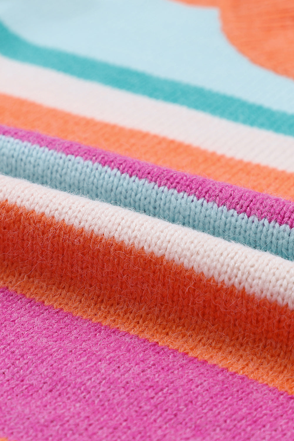 Stripe Knit Drop Shoulder Puff Sleeve Sweater