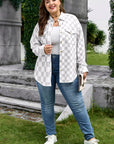 Plus Size Checker Button-Up Western Jacket