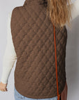 Quilted Zip-Up Snap Button Pocketed Vest