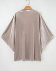 Velvet 3/4 Sleeve Open Front Kimono