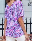 Floral Short Sleeve V-Neck Tee