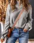 Brielle Turtleneck Drop Shoulder Bubble Sleeve Knit Sweater