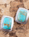 Fiji Isles Blue Turquoise Sterling Silver Clip Earrings