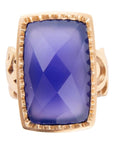 Filigreed Blue Agate Golden Statement Ring
