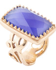 Filigreed Blue Agate Golden Statement Ring
