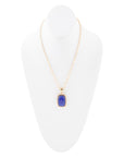 Filigreed Blue Agate Golden Pendant Necklaces