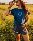 The Cowgirl Club Scuba Shorts in Indigo