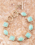 Genuine Amazonite Hammered Link Bracelet
