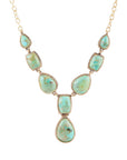 Genuine Blue Turquoise Roped Golden Bronze Y Necklace