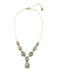 Genuine Blue Turquoise Roped Golden Bronze Y Necklace