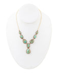 Genuine Blue Turquoise Roped Golden Bronze Y Necklace