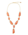 Genuine Orange Sponge Coral Golden Abstract Statement Necklace