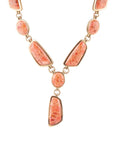 Genuine Orange Sponge Coral Golden Abstract Statement Necklace