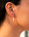 Golden Flower and White Mother of Pearl Drop Earrings